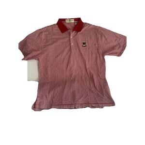 Pine Valley Golf Club Polo Shirt Large Red Striped 100% Cotton Fairway Greene